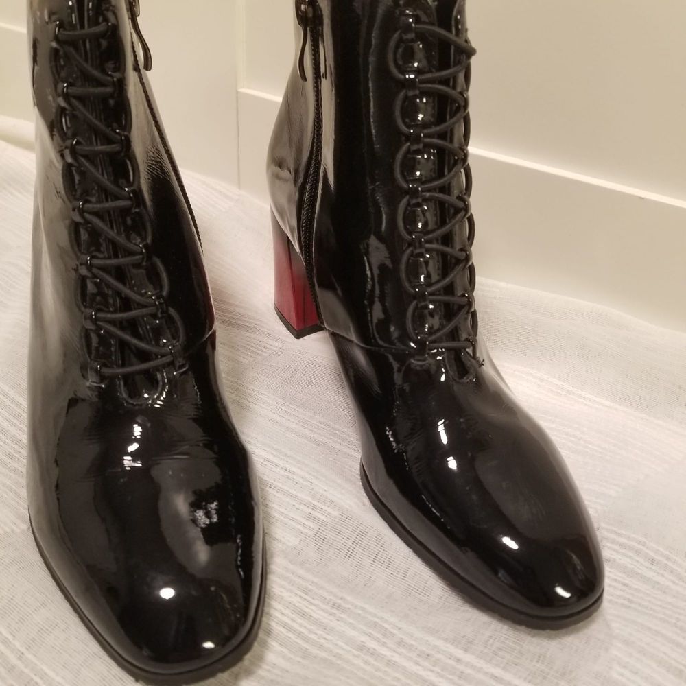 Azura Felisha Bootie Glossy Black Patent Leather Women's 39 - Picture 4 of 9